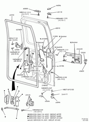 LIFT/TAILGATE, BACK-OF-CAB, BACK WINDOW-Back door handle & latch parts - R.H.-E150/450