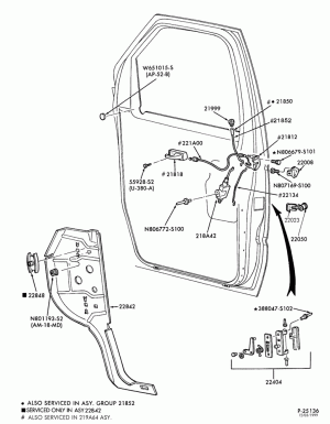 BODY SIDES AND QUARTER-Front door handle & latch parts-E150/450