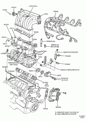 8 CYL. 5.8L - GAS-Fuel injection manifold, injectors, valves & wiring