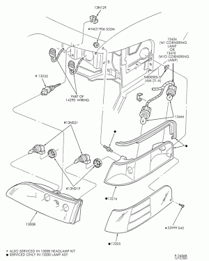 LAMPS-Headlamps, parking, cornering & fender side marker lamps - Ford