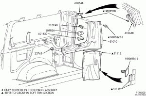 SOFT, INTERIOR TRIM-Interior trim - R.H. rear quarter - rear - exc. ext. wagon-E150/450