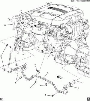 AUTOMATIC TRANSMISSION OIL COOLER PIPES (MYA,MYB, REAR WHEEL DRIVE MX0, EXC EXTRA CAPACITY V03)
