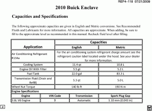 CAPACITIES (BUICK W49)