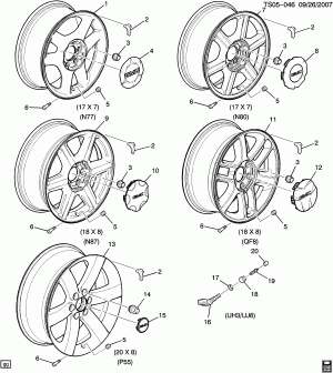 WHEELS & WHEEL COVERS (G.M.C. Z88, EXC EXPORT WH1)