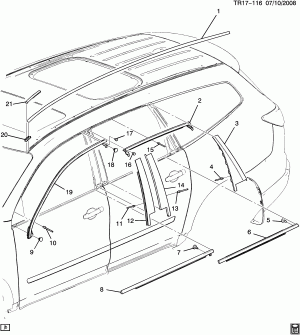 MOLDINGS/BODY-ABOVE BELT (CHEVROLET X88)