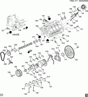ENGINE ASM-5.3L V8 PART 1 CYLINDER BLOCK & RELATED PARTS (LH6/5.3M)