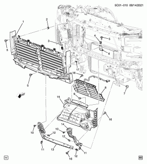 ЗАСЛОНКА РАДИАТОРА И НИЖНЯЯ ПЕРЕГОРОДКА (CHEVROLET X88, L3B/2.7K, ДВОЙНАЯ ЗАСЛОНКА WMI)