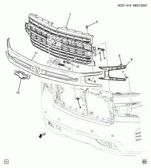 РЕШЕТКА/РАДИАТОР (CHEVROLET X88, ПАКЕТ "TRAIL BOSS LT" GF4)