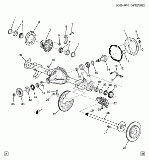 МОСТ В СБОРЕ/ЗАДНИЙ PART 1 9.76 ВЕДОМАЯ ШЕСТЕРНЯ (L84/5.3D, ПЕРЕДАТОЧНОЕ ОТНОШЕНИЕ GU6)