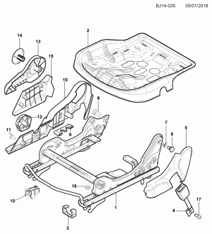 СИДЕНЬЕ В СБОРЕ/ПАССАЖИРА PART 3 РАМА, ПОДУШКА ПЕРЕДНЕГО СИДЕНЬЯ