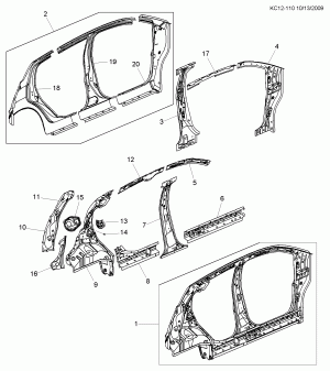 ЛИСТОВОЙ МЕТАЛЛ КУЗОВА PART 2 БОКОВАЯ РАМА