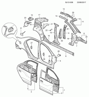 ЛИСТОВОЙ МЕТАЛЛ КУЗОВА PART 6 БОКОВИНА И ДВЕРИ