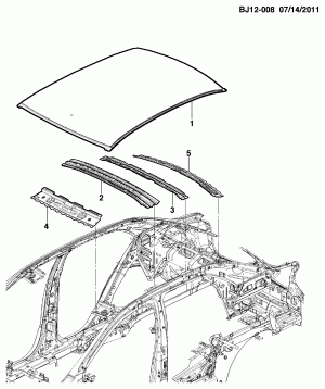ЛИСТОВОЙ МЕТАЛЛ КУЗОВА PART 4 КРЫША (ЗА ИСКЛЮЧЕНИЕМ ПОТОЛОЧНОГО ЛЮКА CF5)