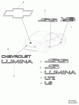 EMBLEMS & NAME PLATES (SWB SEDAN)