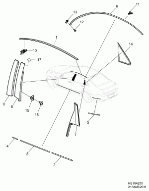 ORNAMENTATION AND WIPERS BODY SIDE AND ROOF MOULDINGS