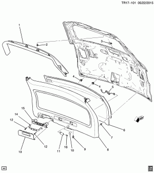 LIFTGATE TRIM (G.M.C. Z88, MANUAL LIFTGATE TB4)