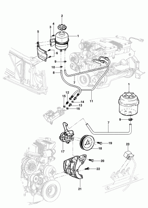 Hydraulic steering pump and line - gasoline engine LDX