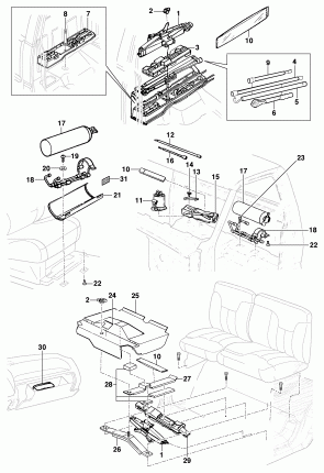 Jack, tools and fire extinguisher
