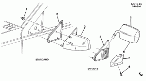 MIRROR/OUTSIDE REAR VIEW (STANDARD DR1, BELOW EYE LINE D44, D45)