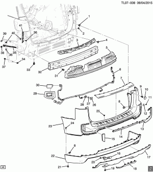 BUMPER/REAR (REAR PARKING ASSIST UD7, DUAL EXHAUST N10)