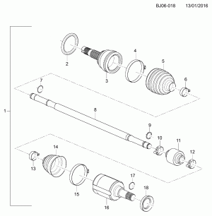 ВЕДУЩИЙ ВАЛ / ПЕРЕДНЕГО КОЛЕСА-ЛЕВАЯ СТОРОНА(L2C,MM3)