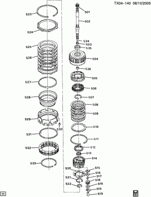 AUTOMATIC TRANSMISSION (MT1) PART 6 (HYDRA-MATIC 4L80-E)(THM-R2) OVERRUN CLUTCH
