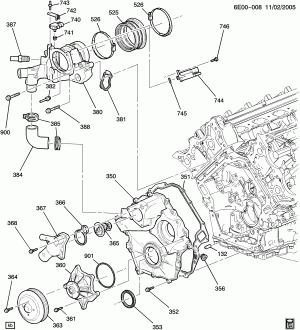 ENGINE ASM-4.6L V8 PART 3 FRONT COVER & COOLING (LH2/4.6A)