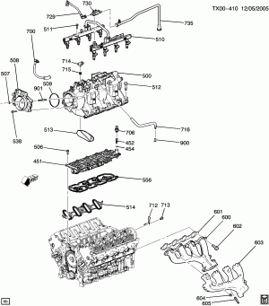 ENGINE ASM-5.3L V8 PART 5 MANIFOLD & FUEL RELATED PARTS (LH6/5.3M)