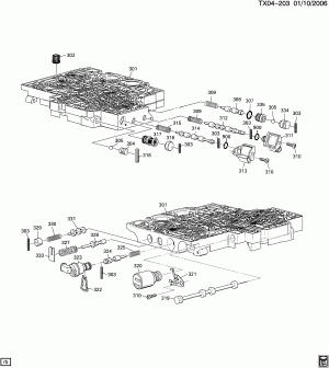 AUTOMATIC TRANSMISSION (MT1) PART 4 (HYDRA-MATIC 4L80-E)(THM-R2) VALVE BODY