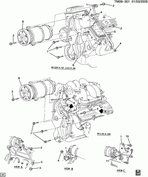 A/C COMPRESSOR MOUNTING (LB4/4.3Z,LU2/4.3B,L35/4.3W)
