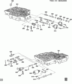 AUTOMATIC TRANSMISSION (MT1) PART 4 (HYDRA-MATIC 4L80-E)(THM-R2) VALVE BODY