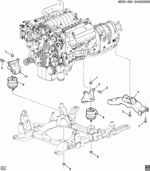 ENGINE & TRANSMISSION MOUNTING-V8 (LH2/4.6A, M22)