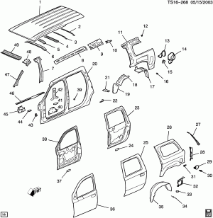 SHEET METAL/BODY SIDE & ROOF (EXC SUN ROOF CF5)