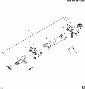 PROP SHAFT/REAR - W/O DAMPENER