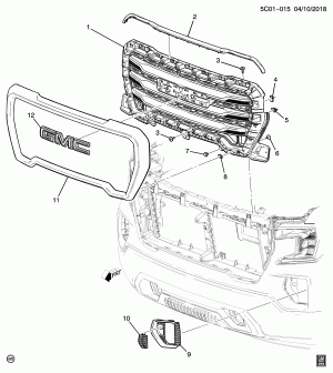 РЕШЕТКА/РАДИАТОР (G.M.C. Z88, ПАКЕТ "ELEVATION" GFJ)
