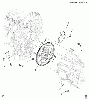 КРЕПЛЕНИЕ ДВИГАТЕЛЯ К КОРОБКЕ ПЕРЕДАЧ (L82/5.3F, АВТОМАТИЧЕСКАЯ MYC)