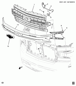 РЕШЕТКА/РАДИАТОР (CHEVROLET X88, ПАКЕТ "HIGH COUNTRY" GFD, КАМЕРА UV2)