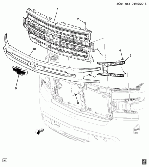 РЕШЕТКА/РАДИАТОР (CHEVROLET X88, ПАКЕТ "LTZ" GF9, ЗА ИСКЛЮЧЕНИЕМ КАМЕРЫ UV2)