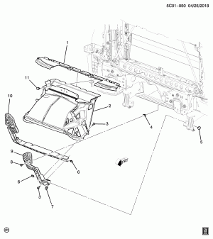 ПЕРЕГОРОДКА РАДИАТОРА/НИЖНИЙ (CHEVROLET X88, L84/5.3D, СИСТЕМА БУКСИРОВКИ NHT, ЗА ИСКЛЮЧЕНИЕМ ОДИНОЧНОЙ ЗАСЛОНКИ VTI)