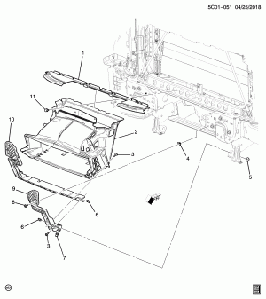 ПЕРЕГОРОДКА РАДИАТОРА/НИЖНИЙ (G.M.C. Z88, L84/5.3D, СИСТЕМА БУКСИРОВКИ NHT, ЗА ИСКЛЮЧЕНИЕМ ОДИНОЧНОЙ ЗАСЛОНКИ VTI)