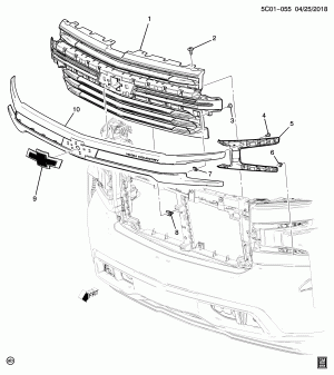 РЕШЕТКА/РАДИАТОР (CHEVROLET X88, ПАКЕТ "HIGH COUNTRY" GFD, ЗА ИСКЛЮЧЕНИЕМ КАМЕРЫ UV2)