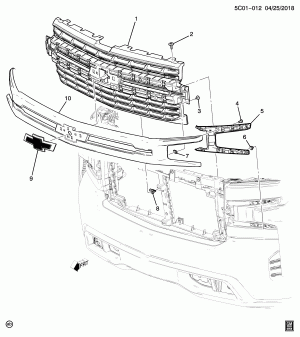 РЕШЕТКА/РАДИАТОР (CHEVROLET X88, ВАРИАНТ ОТДЕЛКИ GF3)