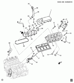 ДВИГАТЕЛЬ В СБОРЕ-6.2L V8 PART 2 ГОЛОВКА ЦИЛИНДРОВ И СОПРЯЖЕННЫЕ ДЕТАЛИ (L87/6.2L)