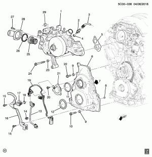 ДВИГАТЕЛЬ В СБОРЕ-6.2L V8 PART 3 ПЕРЕДНЯЯ КРЫШКА И ОХЛАЖДЕНИЕ (L87/6.2L)