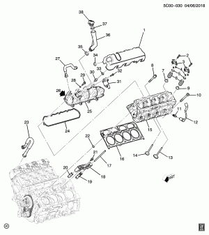 ДВИГАТЕЛЬ В СБОРЕ-5.3L V8 PART 2 ГОЛОВКА ЦИЛИНДРОВ И СОПРЯЖЕННЫЕ ДЕТАЛИ (L82/5.3F)