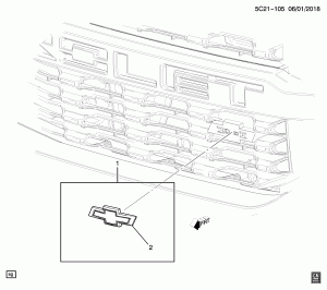 РЕШЕТКА/РАДИАТОР-ЭМБЛЕМА (CHEVROLET X88, GF2, GF5, УСТАНАВЛИВАЕТСЯ ДИЛЕРОМ, ЧЕРНАЯ "БАБОЧКА" SFZ)