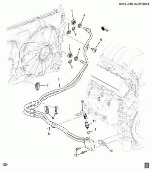 МАГИСТРАЛИ ОХЛАДИТЕЛЯ МОТОРНОГО МАСЛА (L82/5.3F)