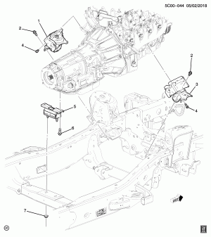 КРЕПЛЕНИЕ ДВИГАТЕЛЯ И КОРОБКИ ПЕРЕДАЧ (L82/5.3F)