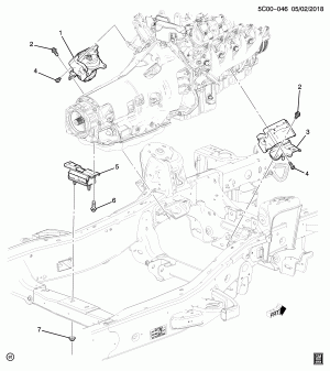 КРЕПЛЕНИЕ ДВИГАТЕЛЯ И КОРОБКИ ПЕРЕДАЧ (L87/6.2L)