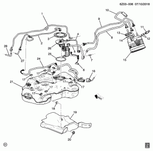 ТОПЛИВНЫЙ БАК И АДСОРБЕР ПАРОВ ТОПЛИВА (LSY/2.0-4, КРОМЕ ПОЛНОГО ПРИВОДА F48)
